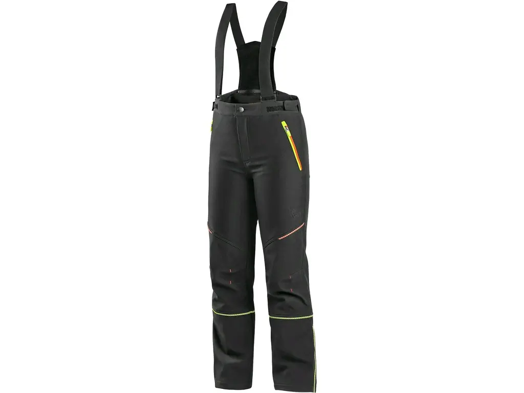Kalhoty CXS TRENTON, zimní softshell, dětské, černé s HV žluto/oranžové doplňky, vel. 120